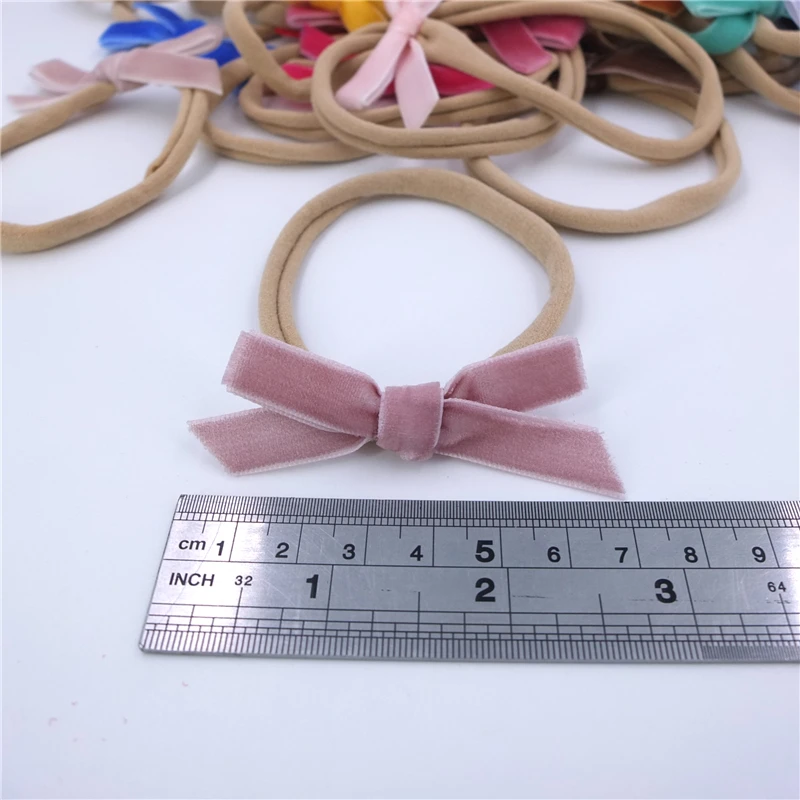 32 Uds Mini cinta de terciopelo lazo de Nylon diadema reci&eacute;n nacido Ni&ntilde;o de terciopelo beb&eacute; diademas con lazo Accesorios-1