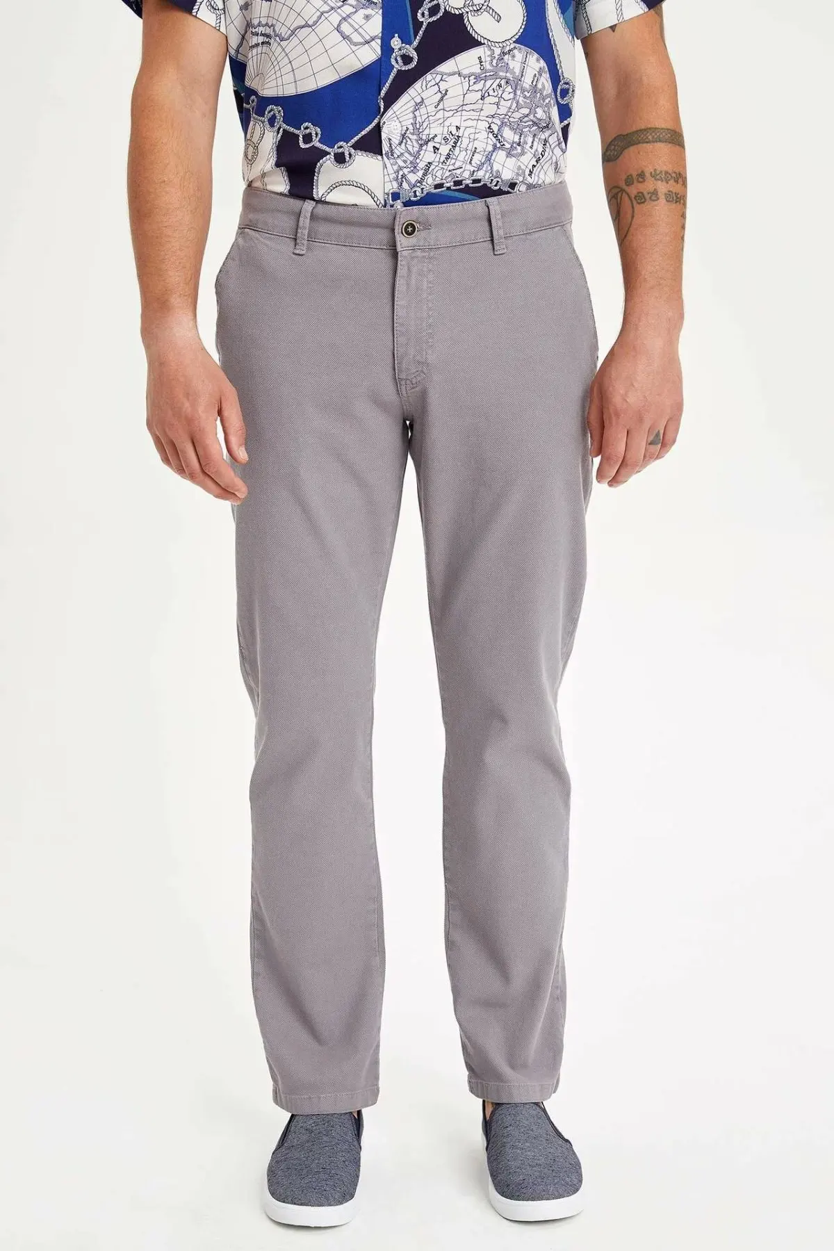 Дефакто мужские модные брюки высокого качества прямые костюмы светильник серые