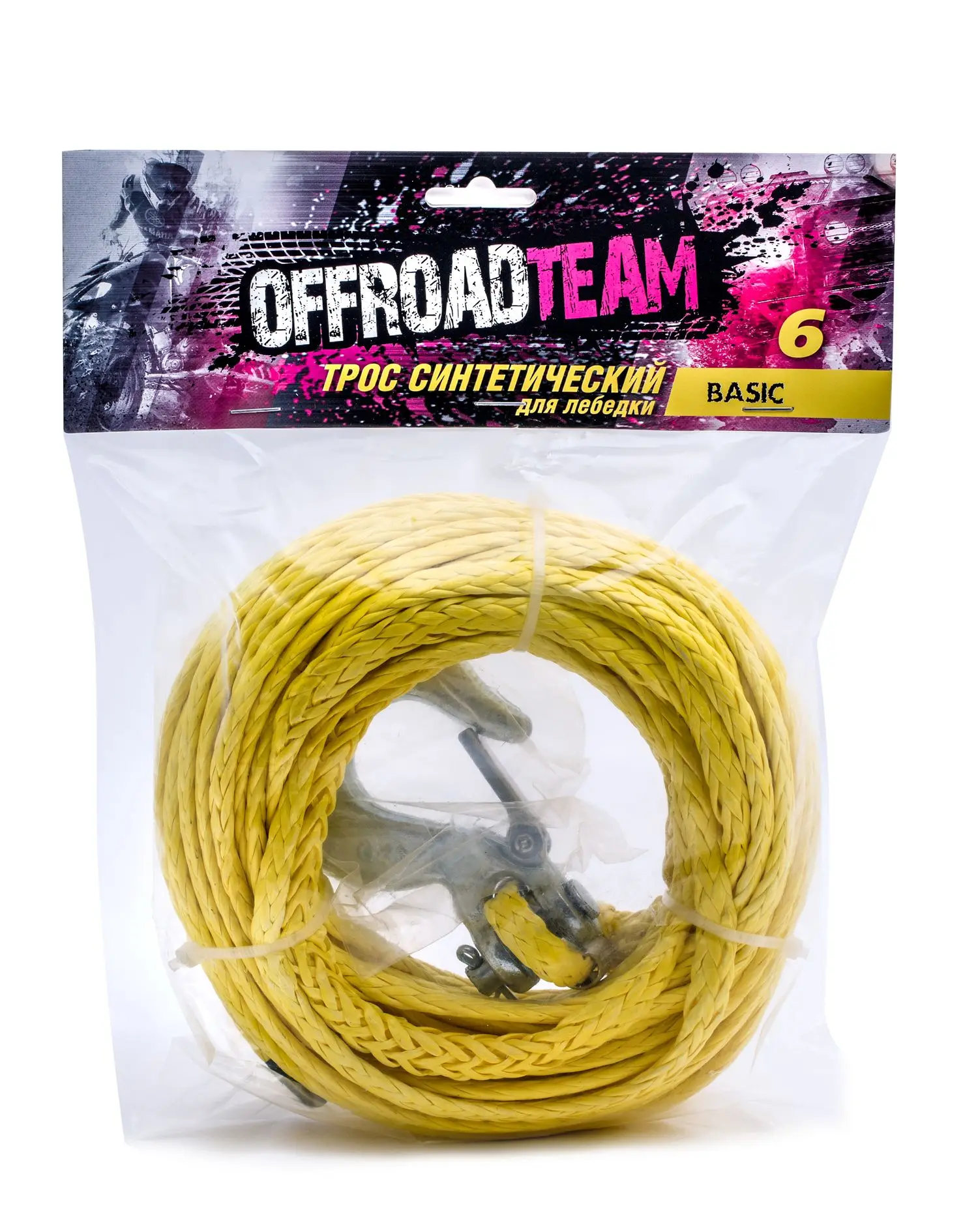 Трос для лебедки синтетический OffRoadTeam Basic 6мм х 15м с крюком арт: ORT-BASIC-6/15 |