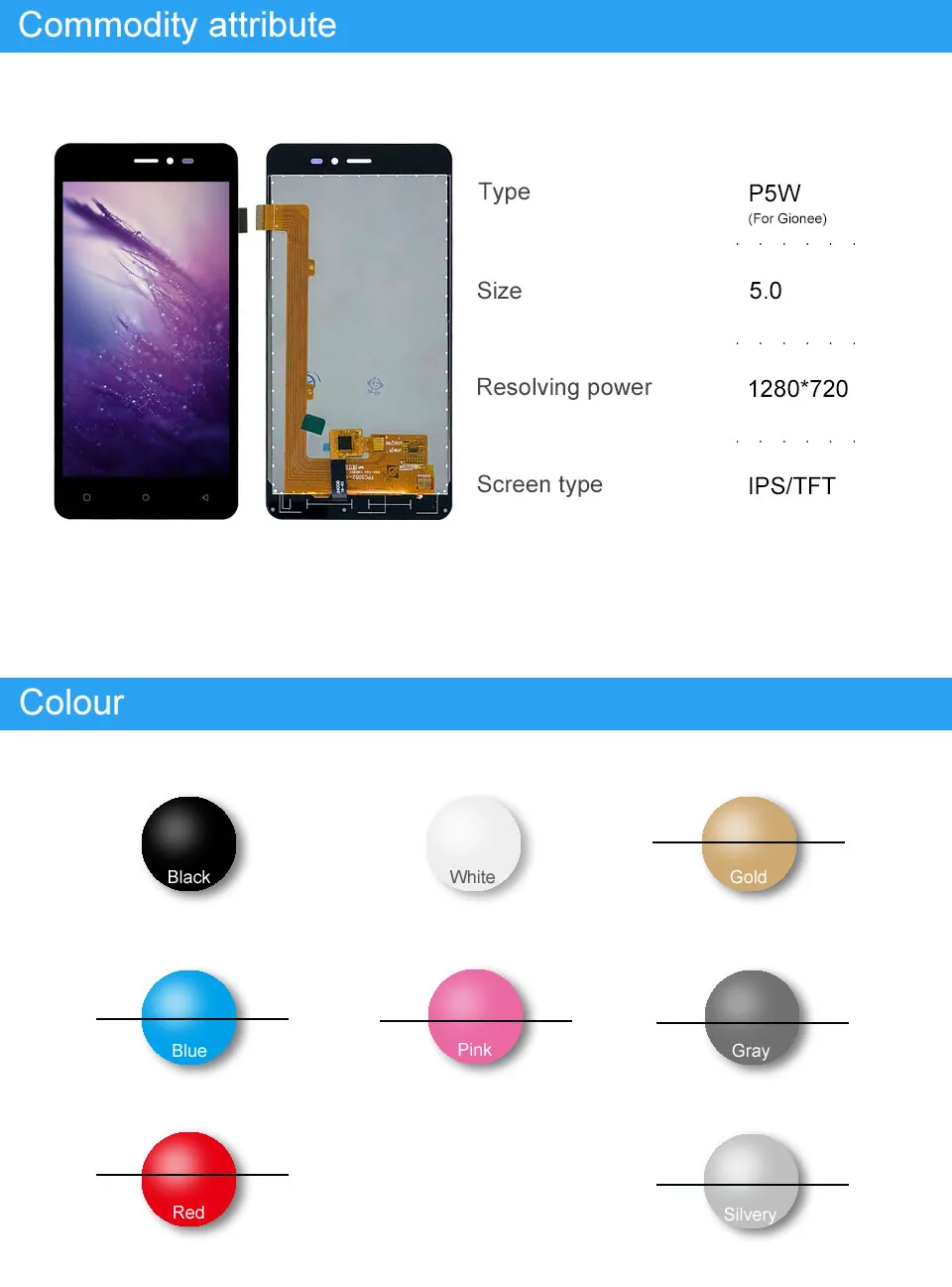 5,0 ''Полный ЖК-дисплей для Gionee P5W полный экран дисплей для Gionee P5W ЖК-дисплей сенсорный экран сенсор дигитайзер Запчасти в сборе
