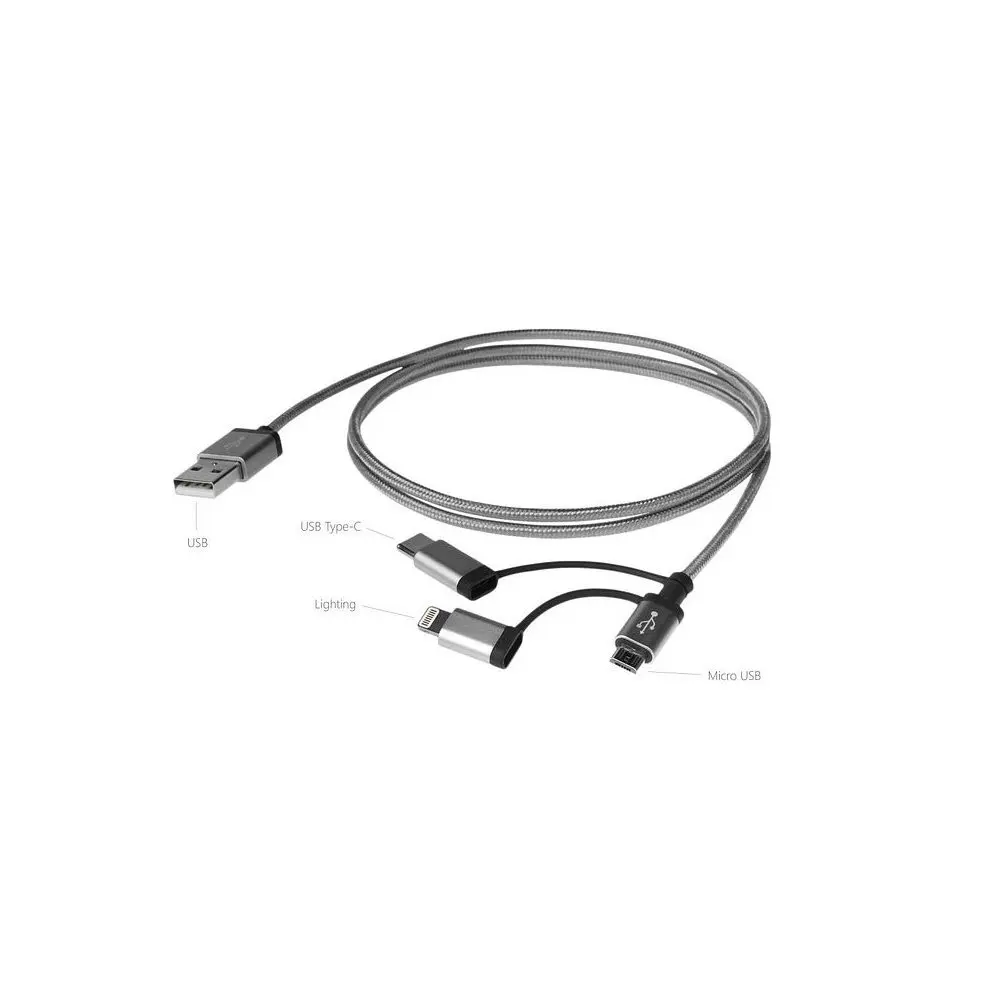 Кабель QUMO 22036 MFI 3в1 с разъемом Apple 8 pin + Type C Micr | Мобильные телефоны и аксессуары