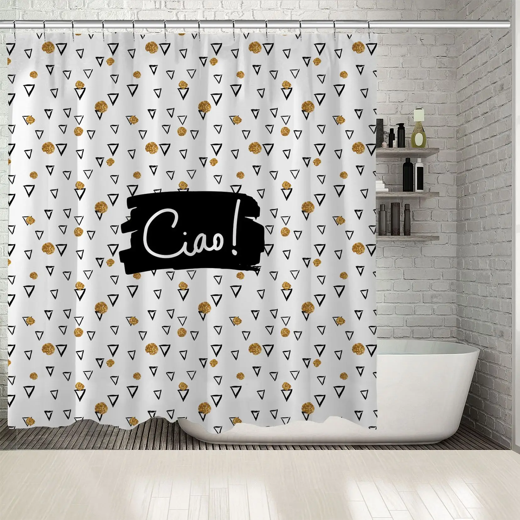 Занавеска для душа Ciao Веселая ручная работа каллиграфическая с треугольными
