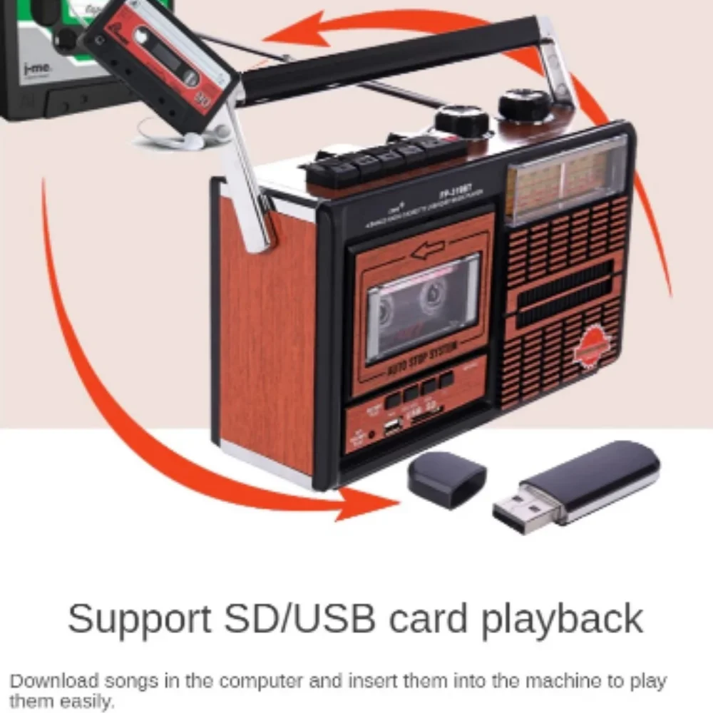 Радио Кассетный плеер Музыка Ретро Usb Fm Bluetooth SD Музыкальная нота Качество звука