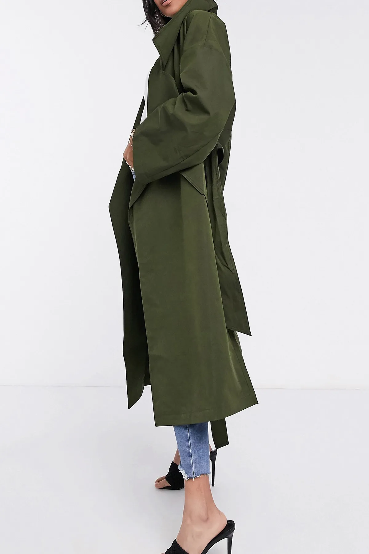 

2021 spring Spring Summer Women 'S Clothing Khaki Stylish Trench Coat Trends NR