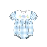 2022 baby clothing one piece clothes for summer cute floral romper with conch blue lattice casual sports jumpsuit for 1 8t girls