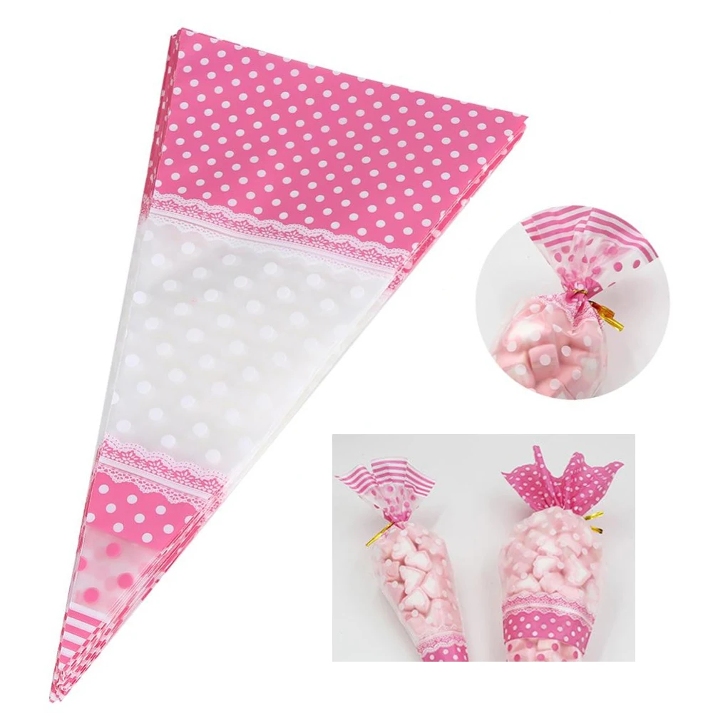 50 шт. конусные прозрачные целлофановые Упаковочные пакеты с закрученными