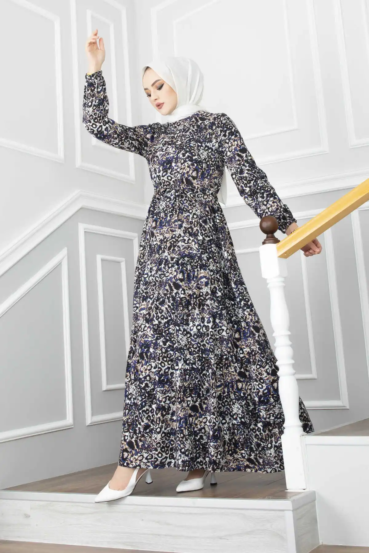 Женское туннельное платье с поясом и цветочным узором Рамадан 2022 новый год