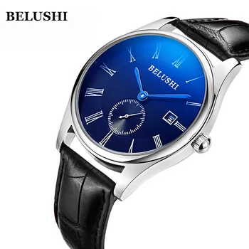 Belushi Waterproof Calendar Leisure Fashion Men's Watch Brand New Blu Ray Quartz Leather Strap Other Image