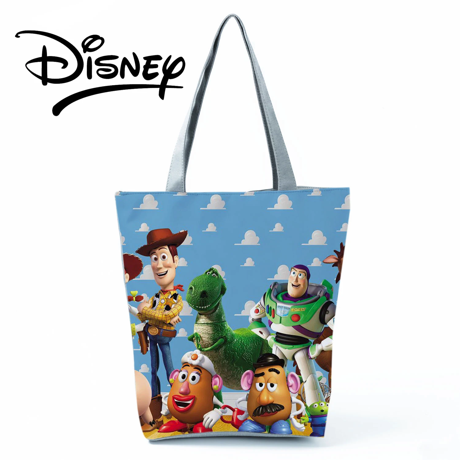 Disney Toy Story Handbags Cartoon Shoulder Bag High Capacity Shoppaing Bag Blue Lady Travel Beach Tote Eco Reusable Storage Bag