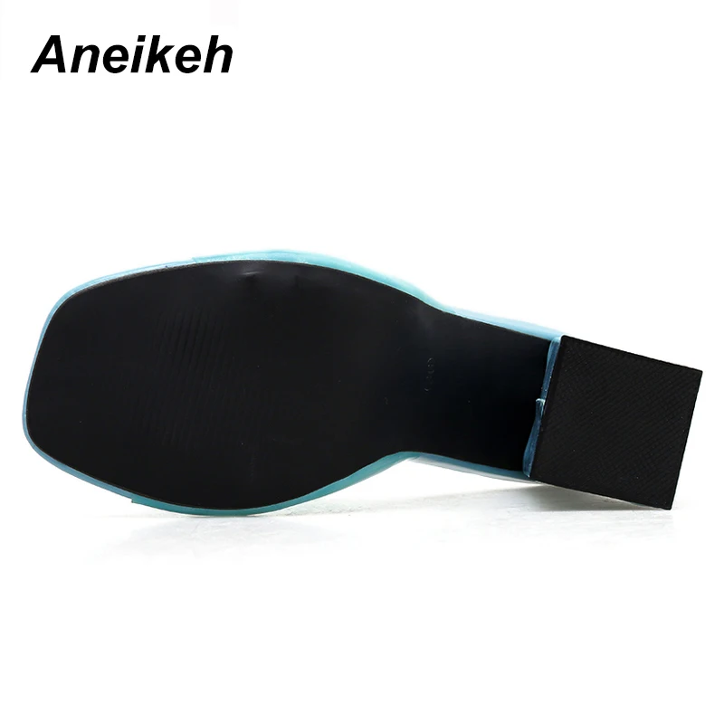 Aneikeh/Новинка, модный, из ПВХ, прозрачный шлёпанцы для женщин туфли на высоком каблуке с открытым носком на очень высоком Для женщин на высоком каблуке с украшением в виде кристаллов; Для женщин; прозрачные тапочки 42