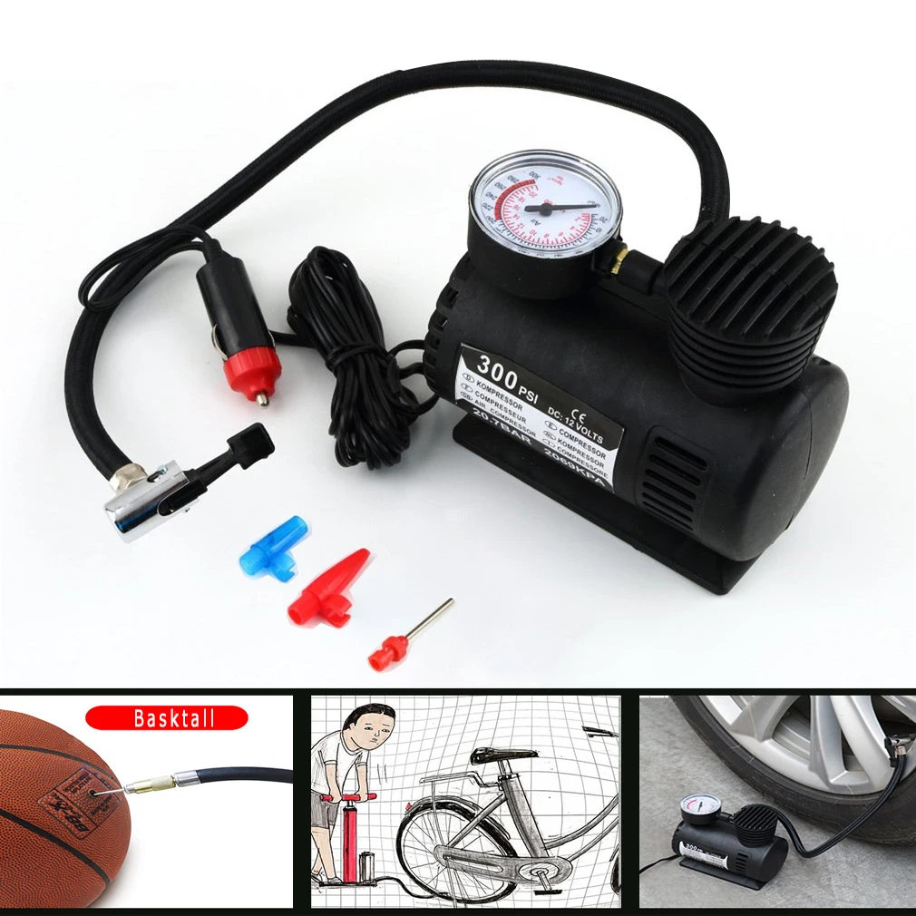 

Mini Portable Versatile 12V 300PSI Car Tire Tyre Inflator Pump Compact Compressor Pump Car Bike Tyre Air Inflator