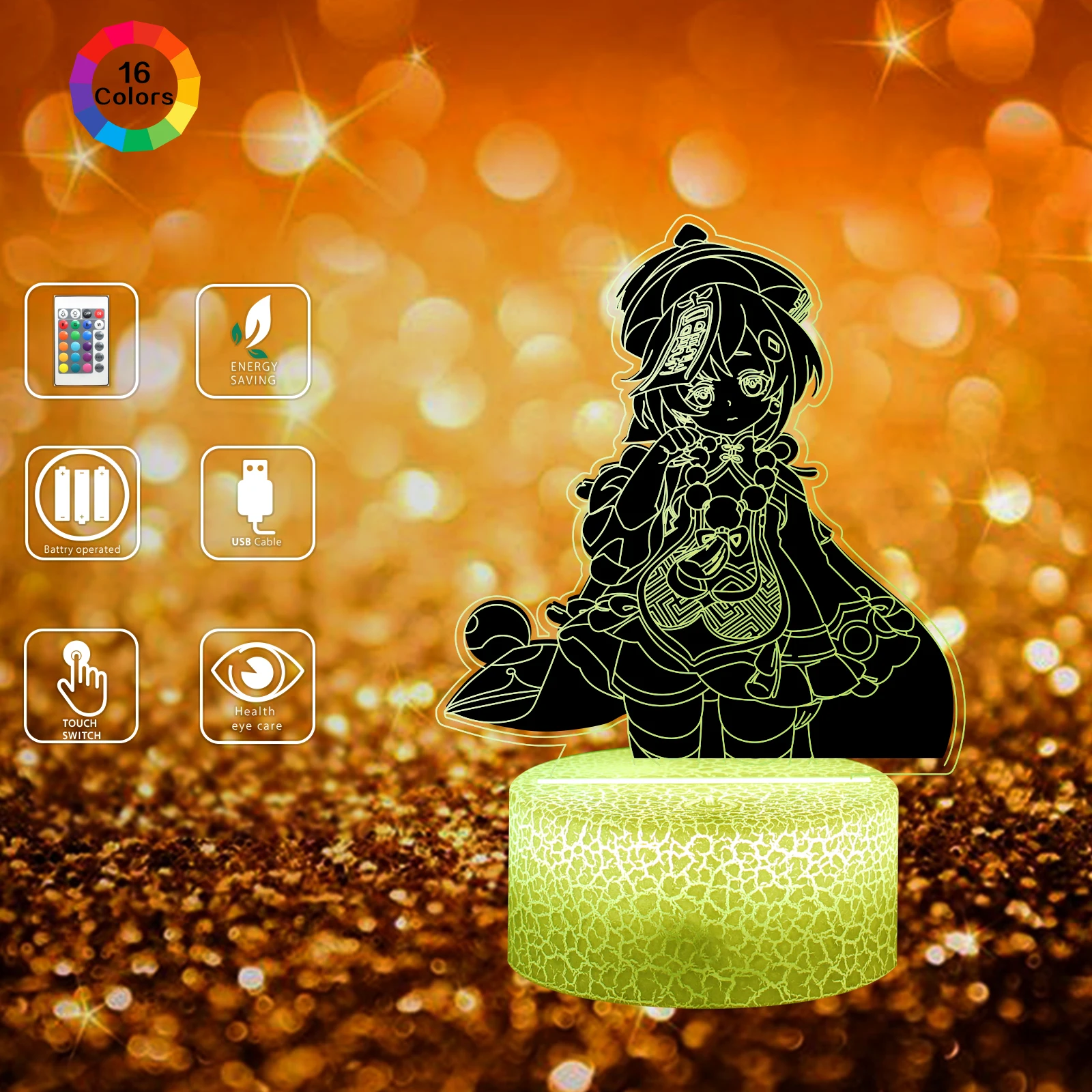 

3D Night Light Lamp Gaming Room Desk Setup Decor Table Remote 16 Color Genshin Animated Cartoon Kids Gift Toy Birthday Xmas-6
