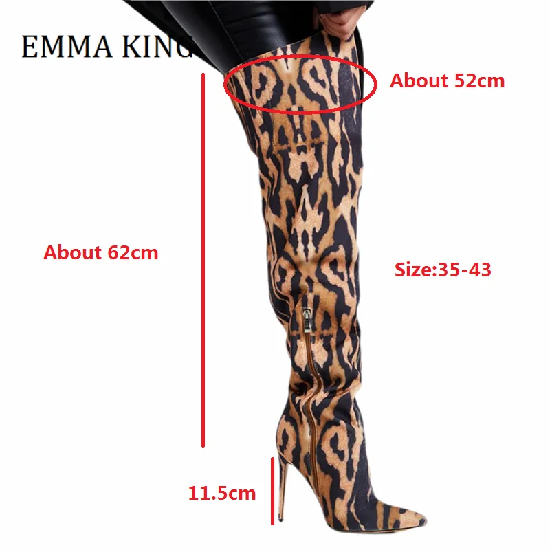 Женские ботфорты с леопардовым принтом привлекательные высокие сапоги на