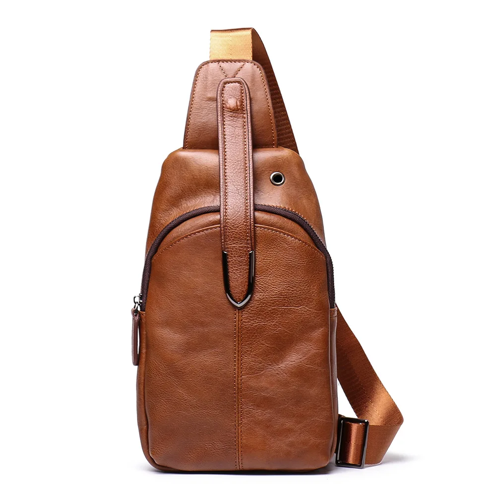 

Vintage Genuine Leather Crazy Horse Leather Men Chest Pack Mini Cowhide Messenger Gags Fashion Sling Bag Single Shoulder Bag