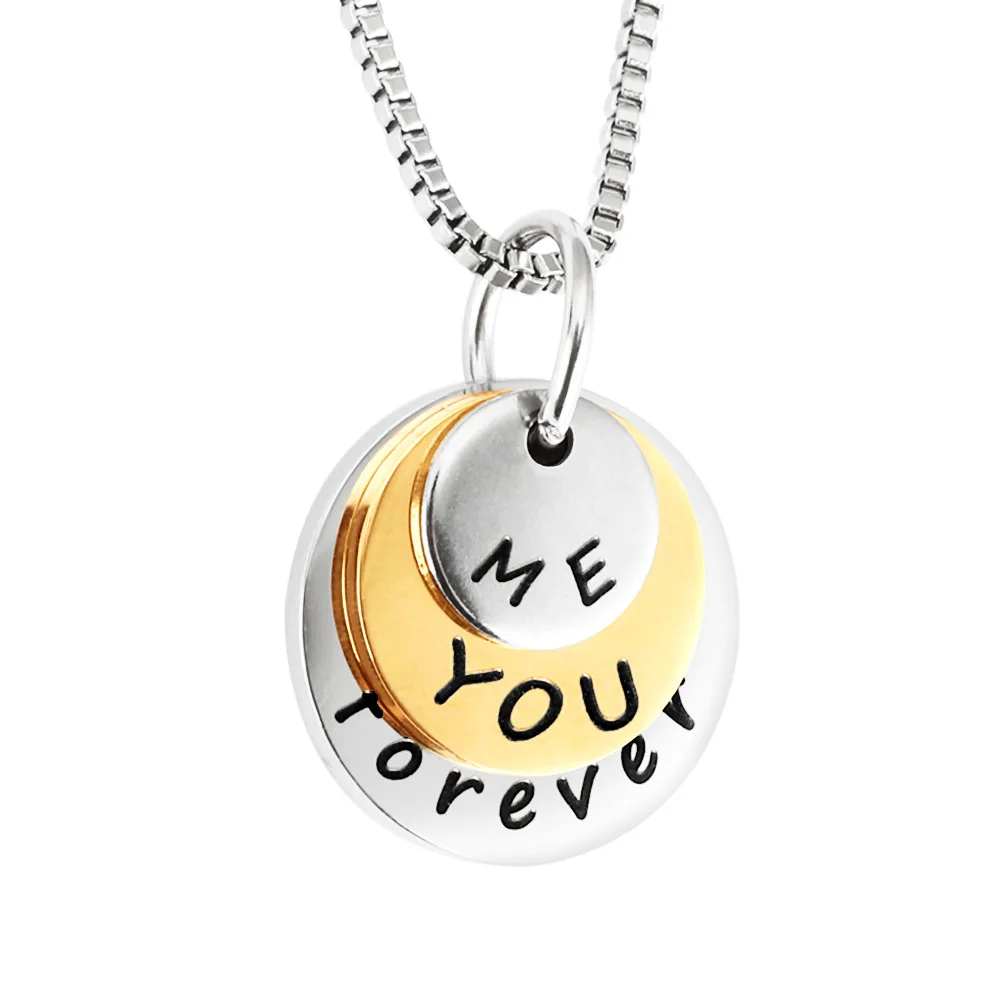 

Vintage You Me Forever Name Necklace For Women Stainless Steel Lover Couple Pendant Necklace Family Memory Birthday Jewelry Gift