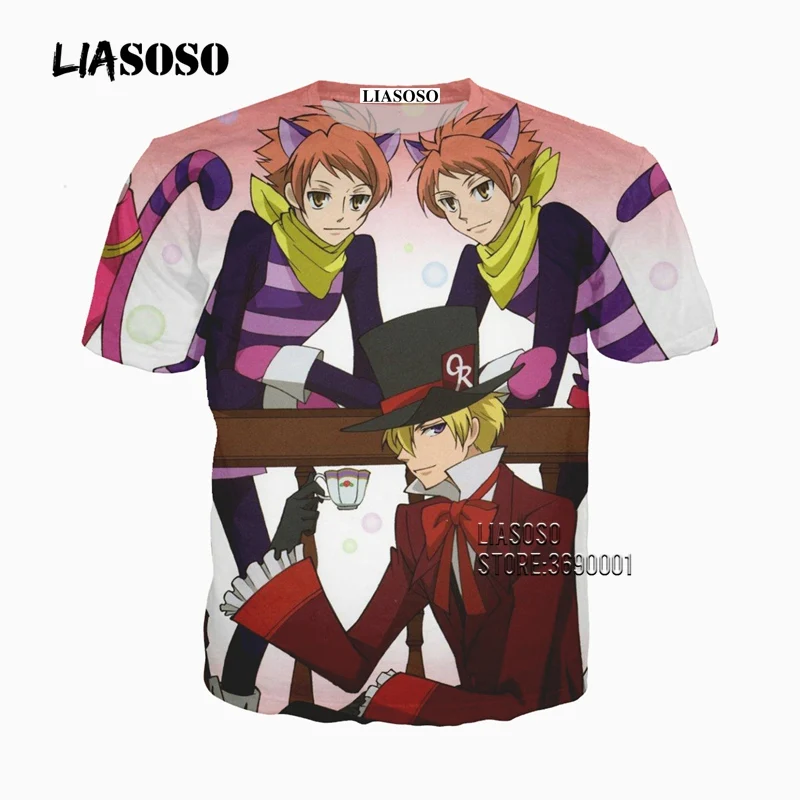 LIASOSO 3D Print Unisex Anime Ouran High School Host Club Haruhi Tshirt Summer T-shirt Pullover Short Sleeve Streetwear X2620 | Мужская