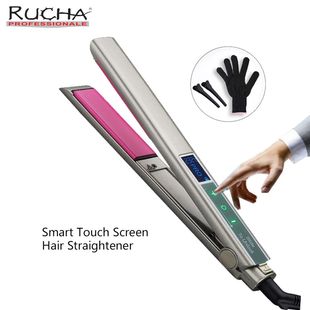 Hair Straightener Fast Warm-up Smart Touch LCD Dispaly Screen Professional MCH Ceramic Heating Plate Flat Irons