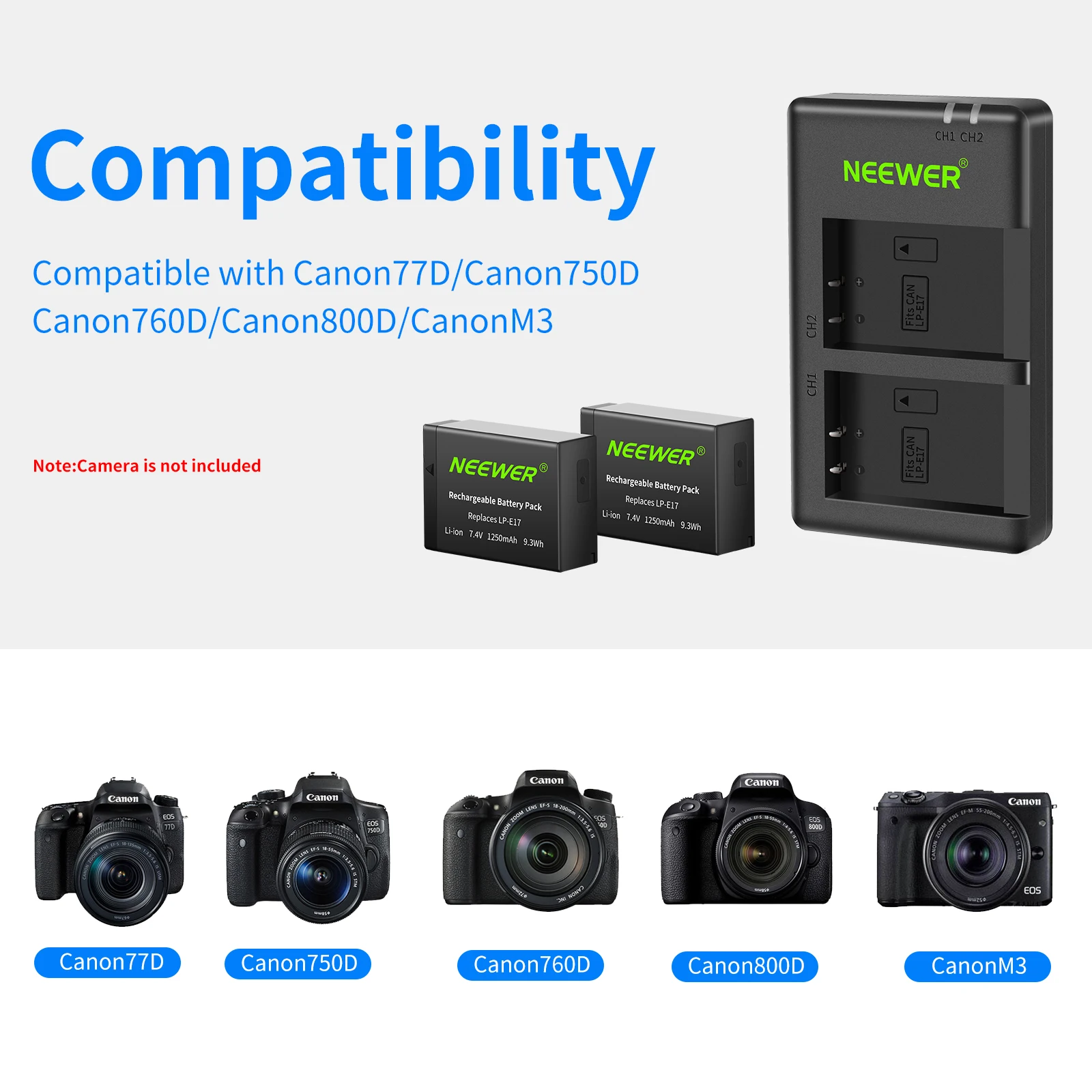 Neewer 2 Pack LP E17 модернизированная батарея и двойное зарядное устройство USB для Canon Rebel
