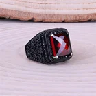 Кольцо из настоящего стерлингового серебра 925 карат с красным, зеленым, черным цирконом, драгоценным камнем, микроблестящими вышитыми камнями, классическое кольцо для мужчин