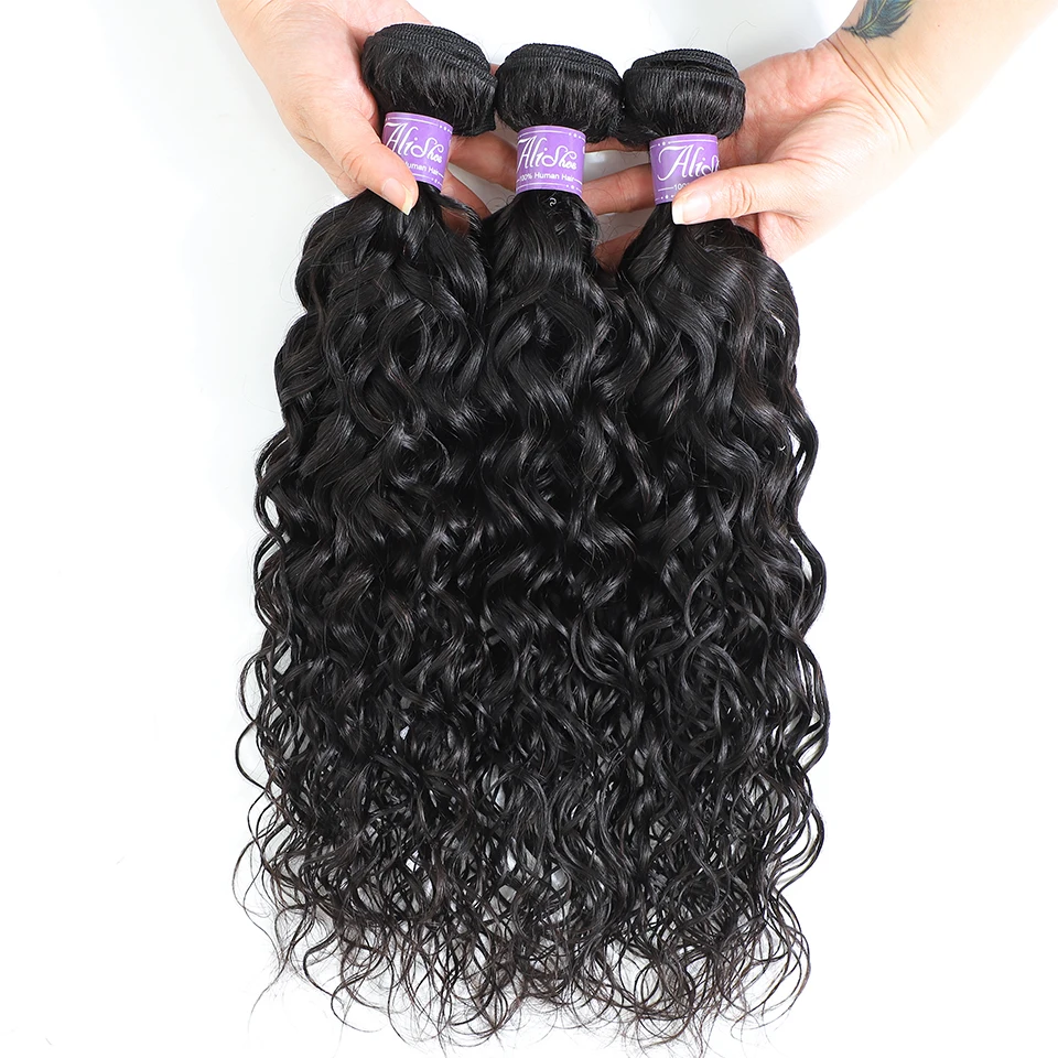Alishes Hair 3 пряди бразильские волнистые волосы с закрытием 100% человеческие 10 26
