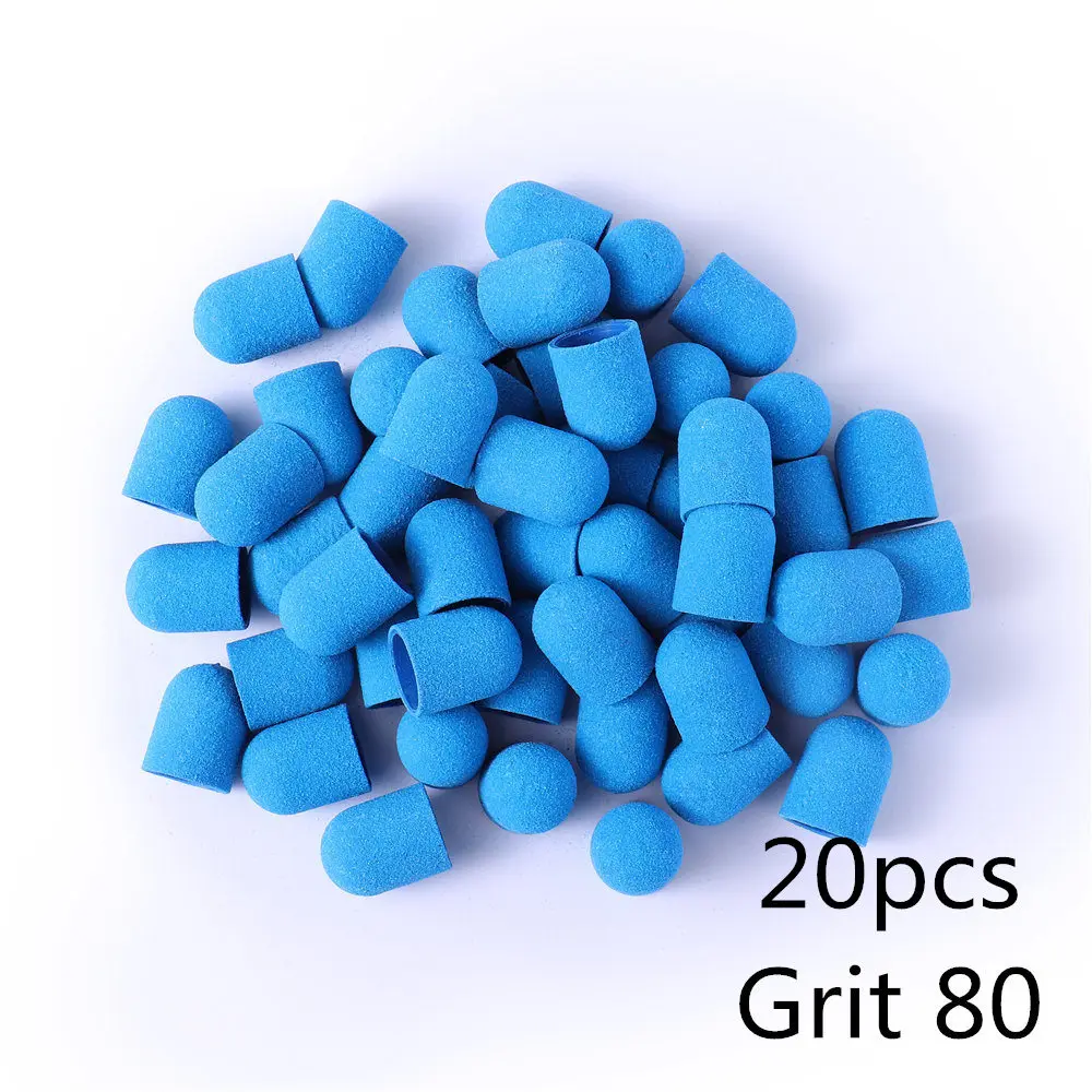 20pcs BNG 10/20 штук 13*19 шлифовальный блок Кепки для профессионального педикюра, инструмент для ухода за ногами фиолетового и зеленого цветов, шлифовальной ленты, Электрический Фрезер для ногтей искусство 80/120/180 - Цвет: 20pcs