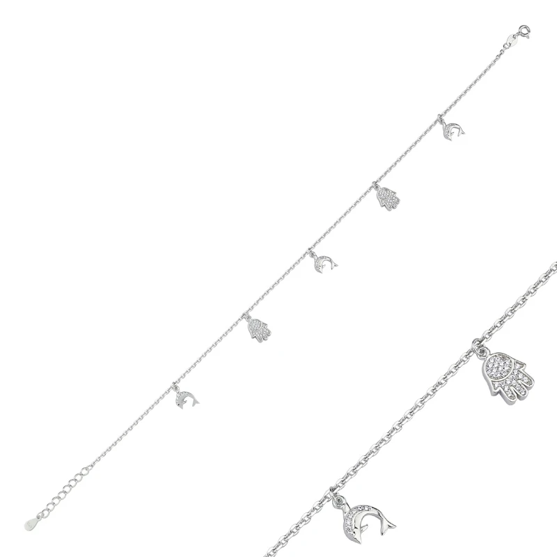 

Silver 925 Sterling Zircon Cubic Zirconia Fatma Master Hand Bracelet