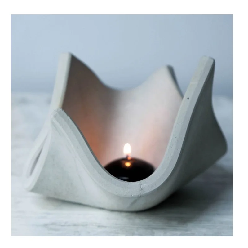 

Подсвечник TEALIGHT, элегантный дизайн, специальный декоративный натуральный бетон серого цвета, вдохновленный танцами пламени и ветра