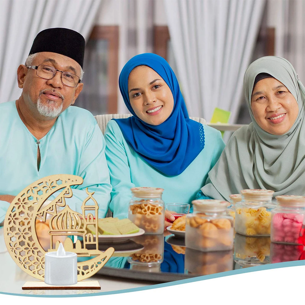 

Eid Mubarak Ramadan Decorations Wooden Pendant LED Candles Light For Diy Home Room Party Islamic Muslim Kareem Decor Ornaments