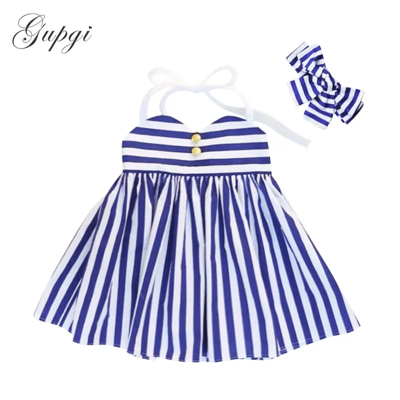 Платье для маленьких девочек вечерние платья принцессы в синюю полоску с