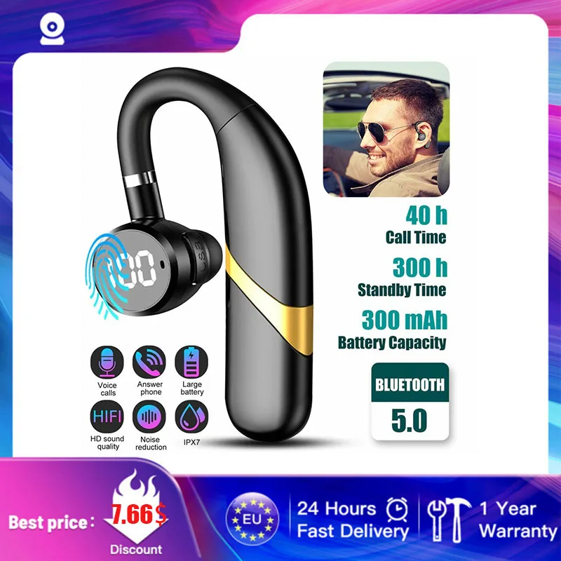 

Wireless hands-free stereo bluetooth headset sport waterproof ear-mounted audiculares Earhook Earbuds headphones with microphone