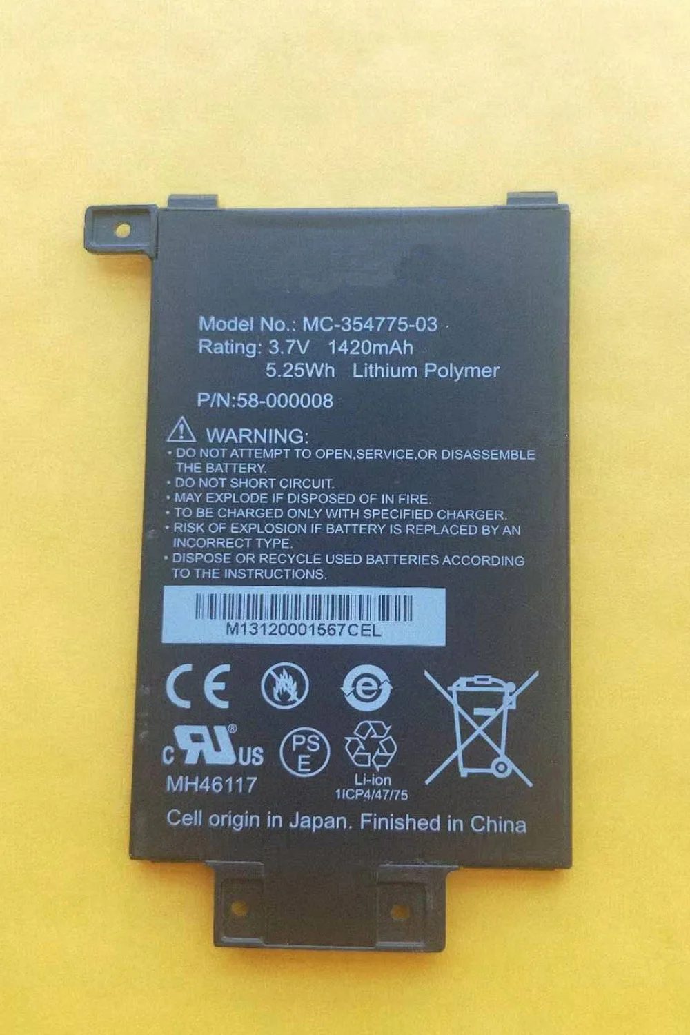 

High Capacity 1420mAh/5.25Wh 3.7V 58-000008 Replacement Battery For Kindle PaperWhite EY21 1st KPW1 Tablet Battery