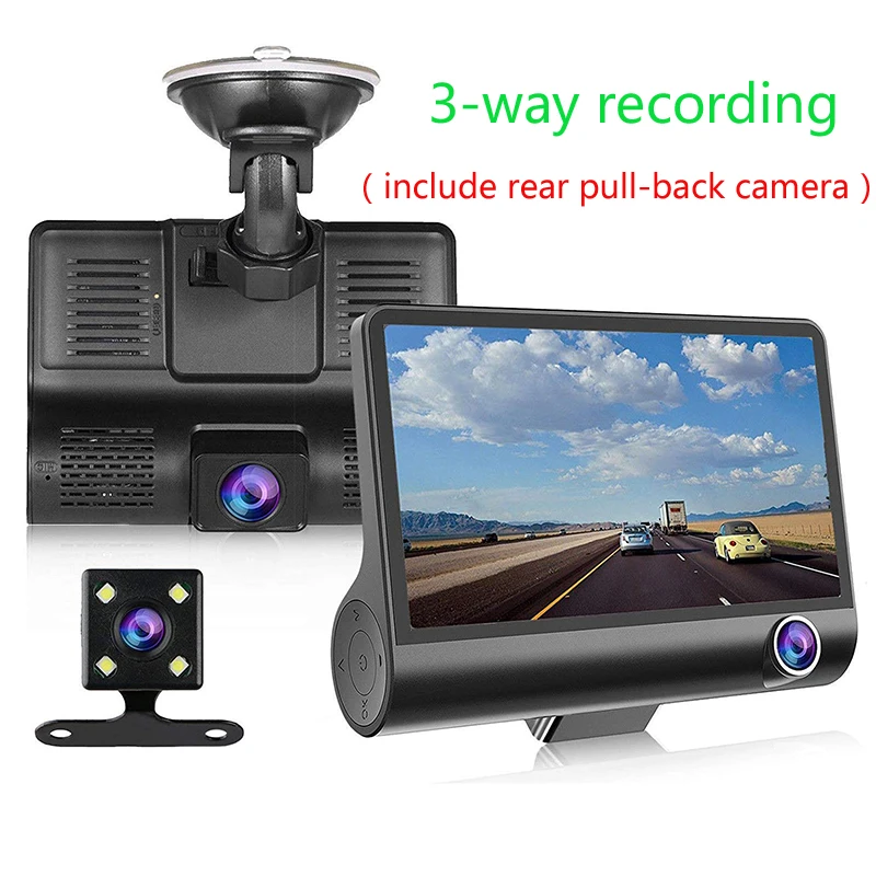 3 Camera Lens Q12 " Автомобильный видеорегистратор, камера заднего вида, 1080 P, Full HD, ночное видение, циклическая запись, g-сенсор, обнаружение движения, 170 °, широкоугольный видеорегистратор - Название цвета: 3 Camera Lens