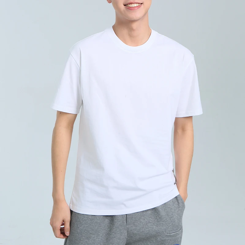 

Fashion Male Summer Casual T-shirt Loose Solid Color Round Neck Shirt Top Men's Short Sleeve Drop Shoulder New Black Tee 2022