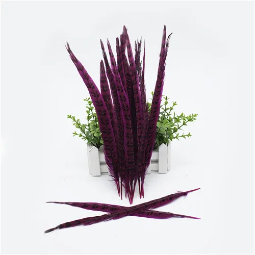 fuschia Женское перо из хвоста фазана 25-30 см/10-12 дюймов натуральное кольцо шейный фазан хвост фетр для поделок своими руками Свадебные украшения - Цвет: fuschia
