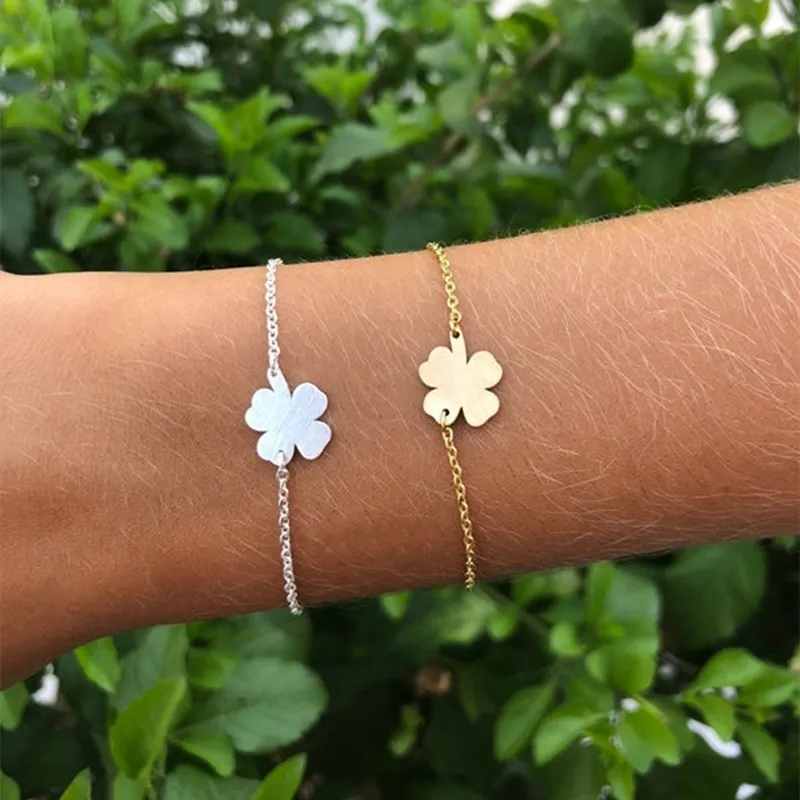 Из нержавеющей стали с четырьмя лепестками в форме сердца счастливого клевера