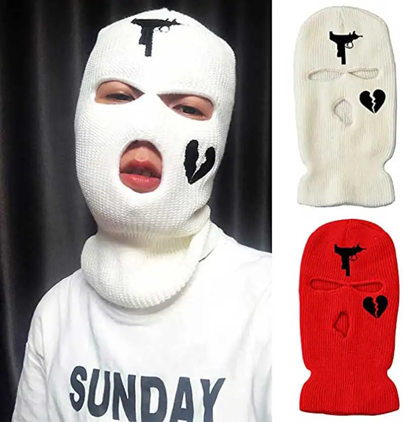 

Three-hole Balaclava Knit Hat Army Tactical CS Winter Ski Riding Mask Beanie Prom Party Mask NOT NICE Embroidery Warm Hat