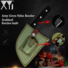 Китайский мясницкий нож XYj из высокоуглеродистой стали, нож мясника ручной работы с нейлоновой оболочкой армейского зеленого цвета и точилкой 7 мм, точильный камень