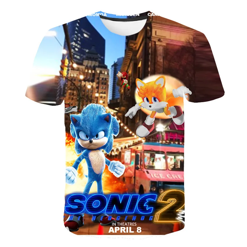 

Children Super Sonic 2 TShirt Cartoon Anime Graphic Short Sleeves Boys Girls Tops Baby Print Cartoon Tee 4-14 Years Kids Clothes