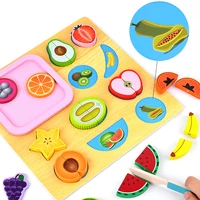 child girl kitchen pretend play house toy cut fruits vegetables toys miniature cutting food games educational toys for children