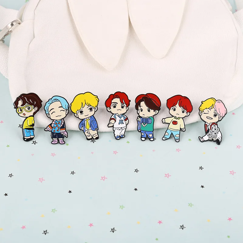 

KPOP 1PCS House Of Bangtan Boys Brooches Pins Bag Clothes Hat Decor JIMIN JIN SUGA Fans Collection a150