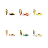 multicolor u shape enamel hoop earrings womens fashion geometric round hugging safety pin pierced earrings party jewelry