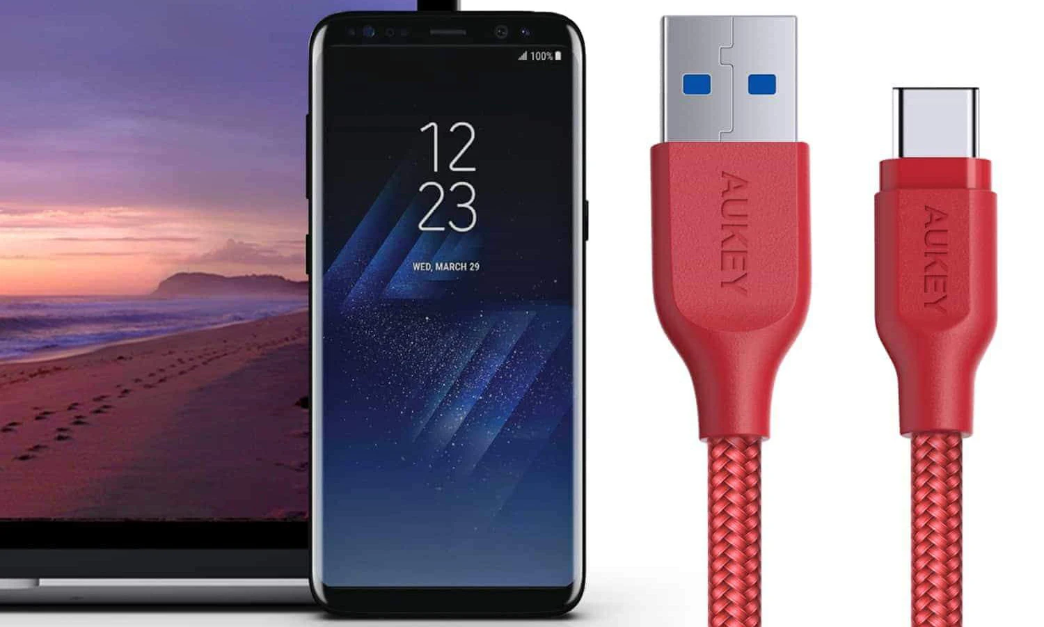 Cable Aukey braided nylon (cb-ac2) USB-C to USB-A 3.1 (red) |