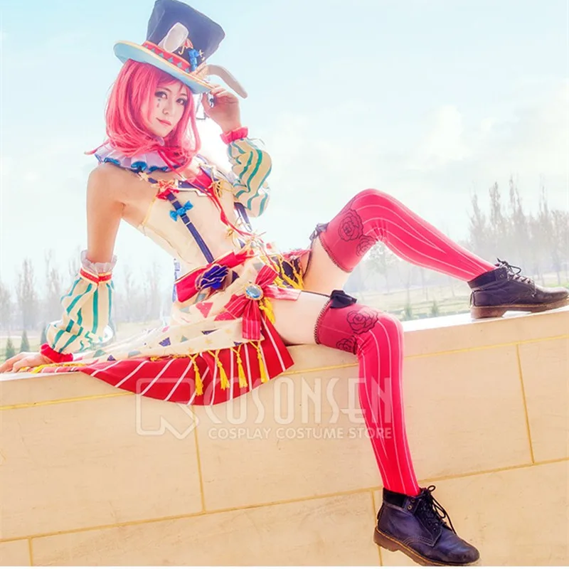 COSPLAYONSEN Love Live! Цирк Ver. После пробуждения платье нишикино Маки косплей костюм все размеры с шляпой