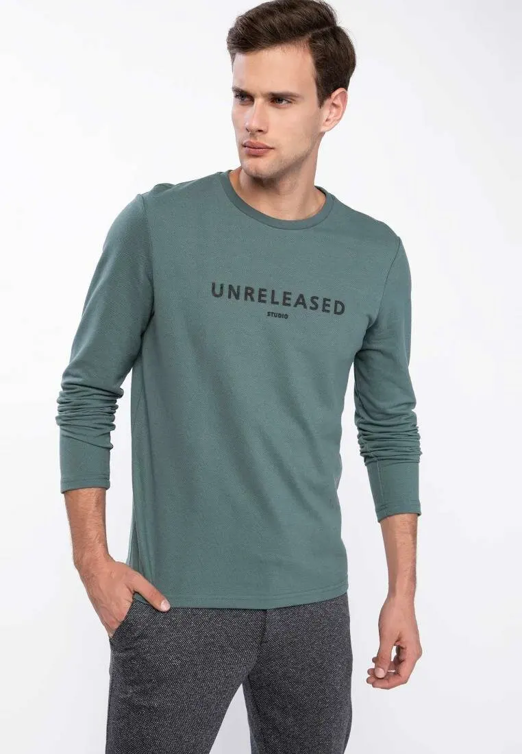 DeFacto мужские пуловеры с круглым вырезом для мужчин длинными рукавами и буквенным