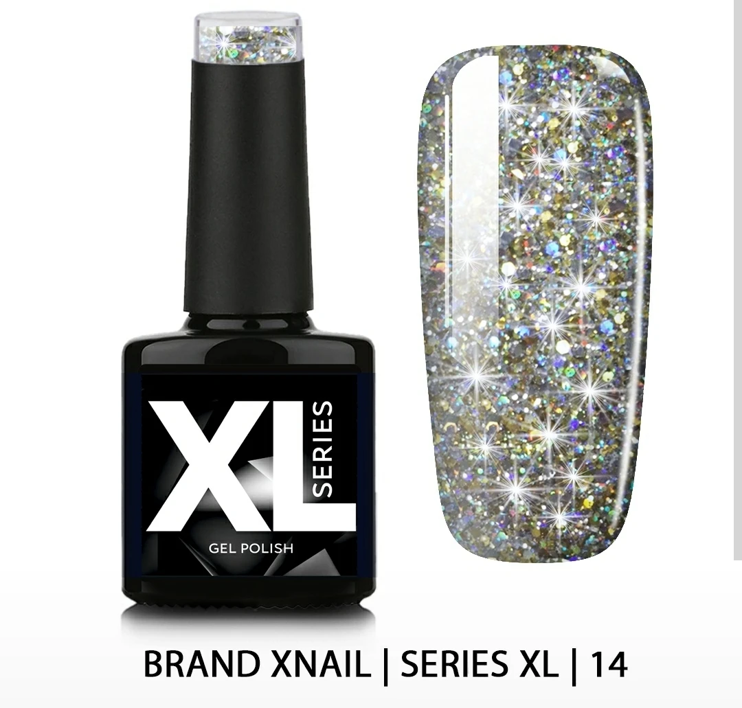 XNAIL ГЕЛЬ-ЛАК SERIES XL — С БЛЕСТКАМИ №14 10МЛ | Красота и здоровье
