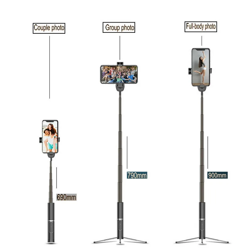 Портативная селфи палка KPHRTEK Bluetooth перезаряжаемая скрытая телефонная для iPhone Samsung