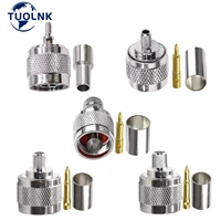 1pcs n male crimp connector n type plug coax adapter for rg58 lmr400 rg142 50ohm low lossrf coaxial connector
