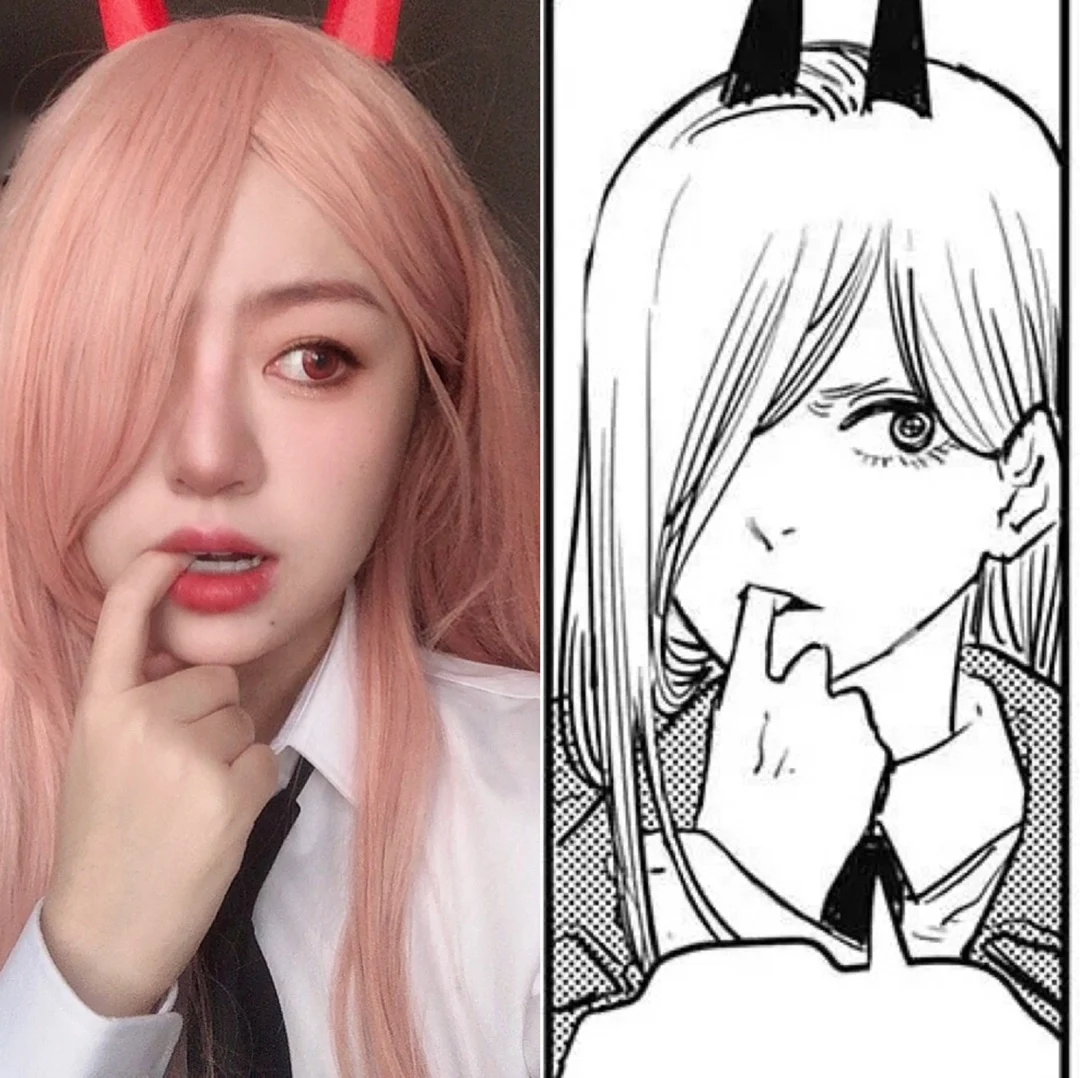 Бензопила человек кровь Fiend Power косплей парик головной убор с рогом аксессуары