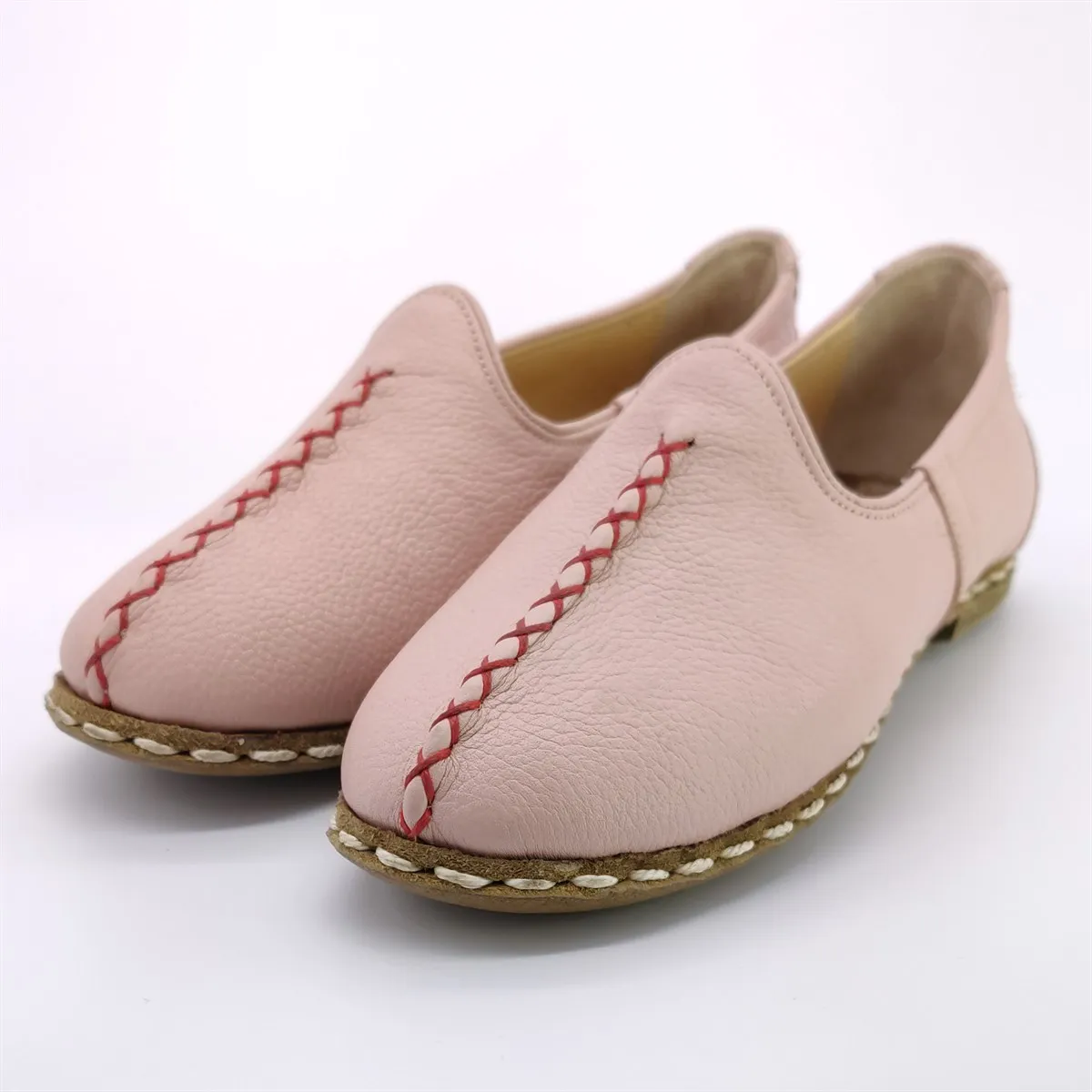 Spring/Summer Flexible Breathable Shoes Pink Color Women Handmade Genuine Leather Summer Woman Casual | Обувь