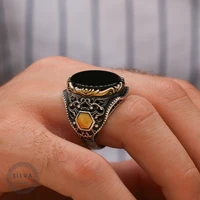 pure 925 sterling silver mens ring with onyx stone mens jewelry stamped with silver stamp 925 all sizes are available